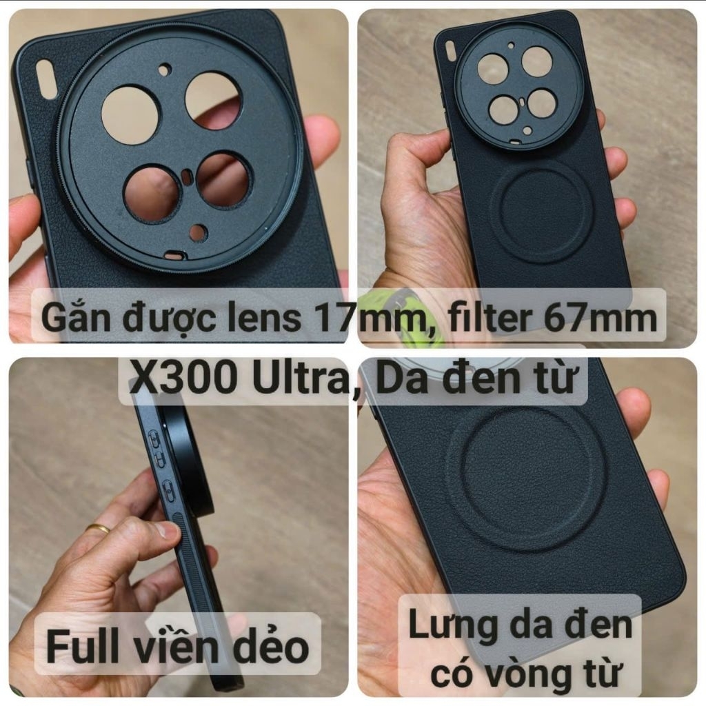 Ốp lưng da liền Adapter gắn filter 67mm UV ND CPL Vivo X300 Ultra X200 Pro X200S mini X100 X100S