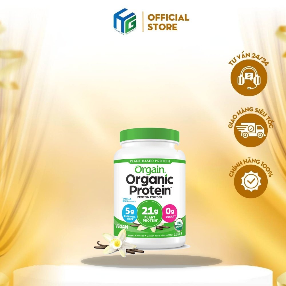 [Hoả Tốc HCM] Bột Orgain Organic Protein vị VANI 920 gr (<1 gr đường) - Chính hãng nhập Mỹ