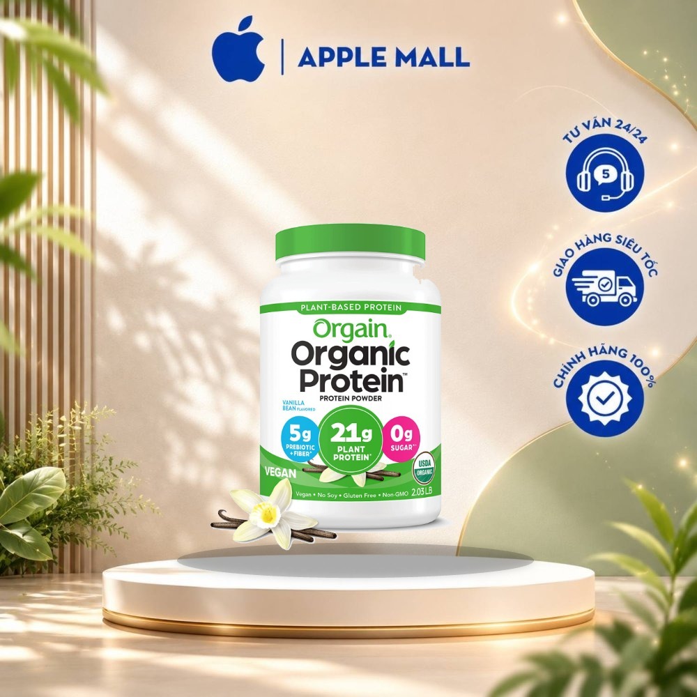 [Hoả Tốc HCM] Bột Orgain Organic Protein vị VANI 920 gr (<1 gr đường) - Chính hãng nhập USA
