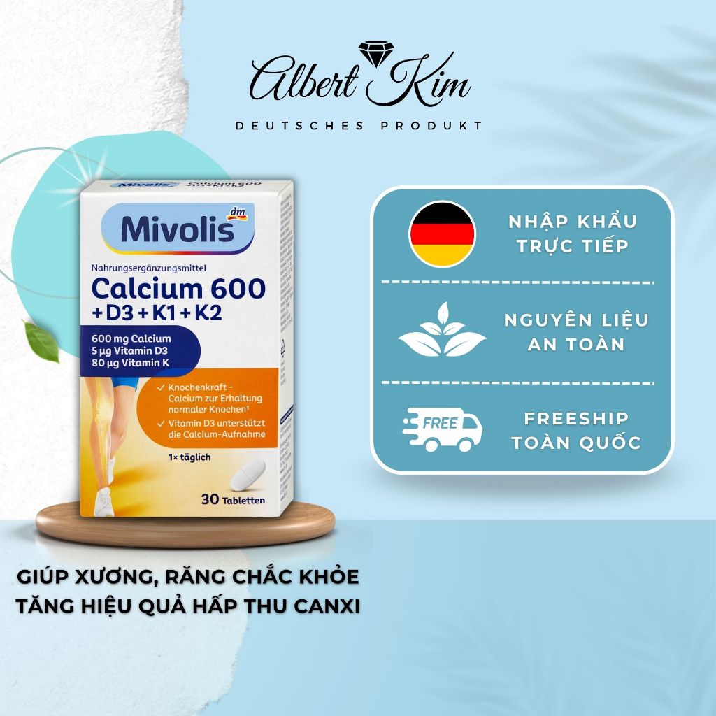 [ Hàng Đức ] Viên uống mivolis Canxi + Vitamin D3 + Vitamin K1 + K2 - nội địa Đức - hộp 30 viên