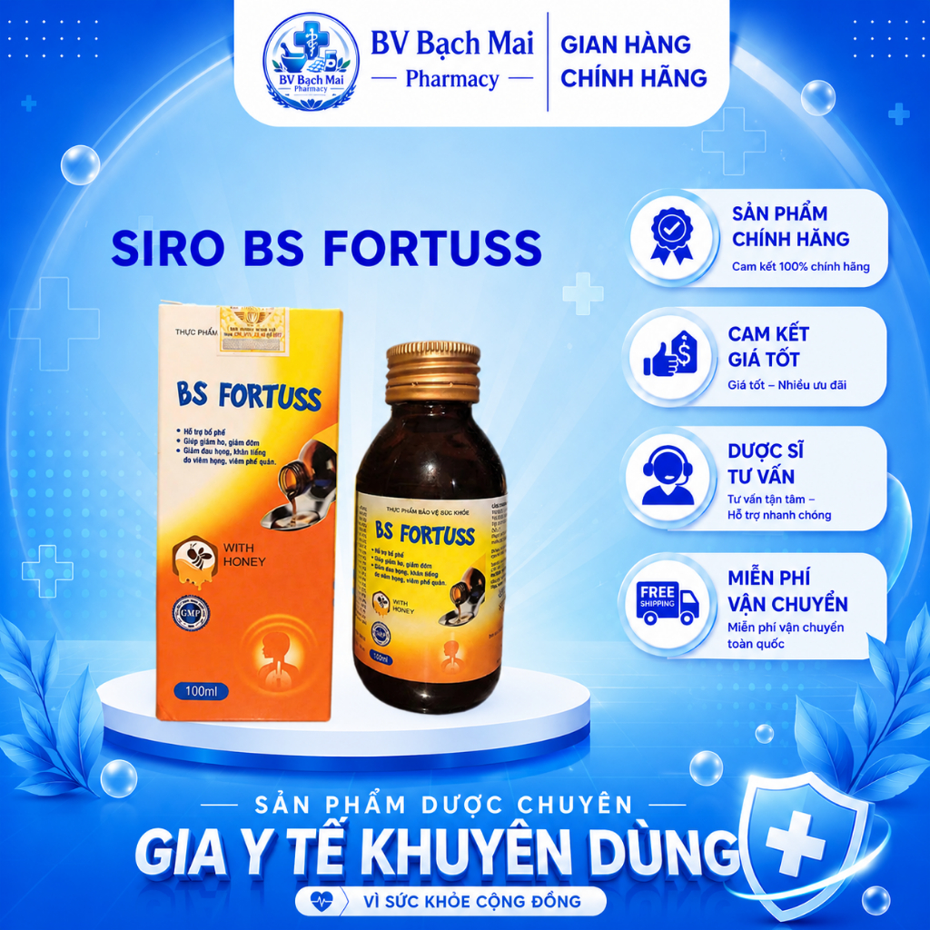 [HÀNG CHUẨN] SIRO BS FORTUSS 100ml giảm ho, long đờm, giảm đau họng hiệu quả