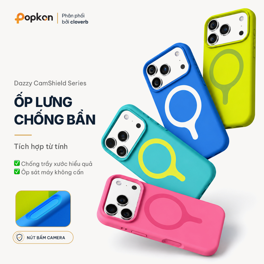 Ốp Lưng Silicone Chống Bẩn sạc không dây từ tính iPhone 17 Pro Max Cloverb Màu Kẹo