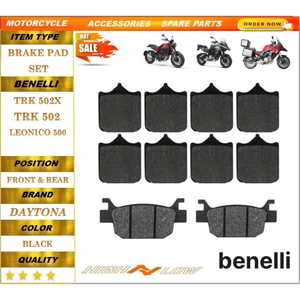 Má phanh bố thắng trước và sau cho Benelli TRK502 TRK502X TRK 502 Leoncino 500 BJ500 BJ500GS-A BJ 50