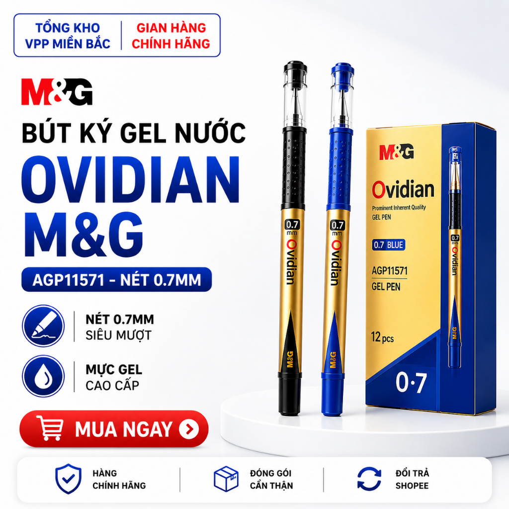 Bút ký gel nước Ovidian M&G AGP11571 nét 0.7mm I Bút 11571 có ruột 6128 thay thế
