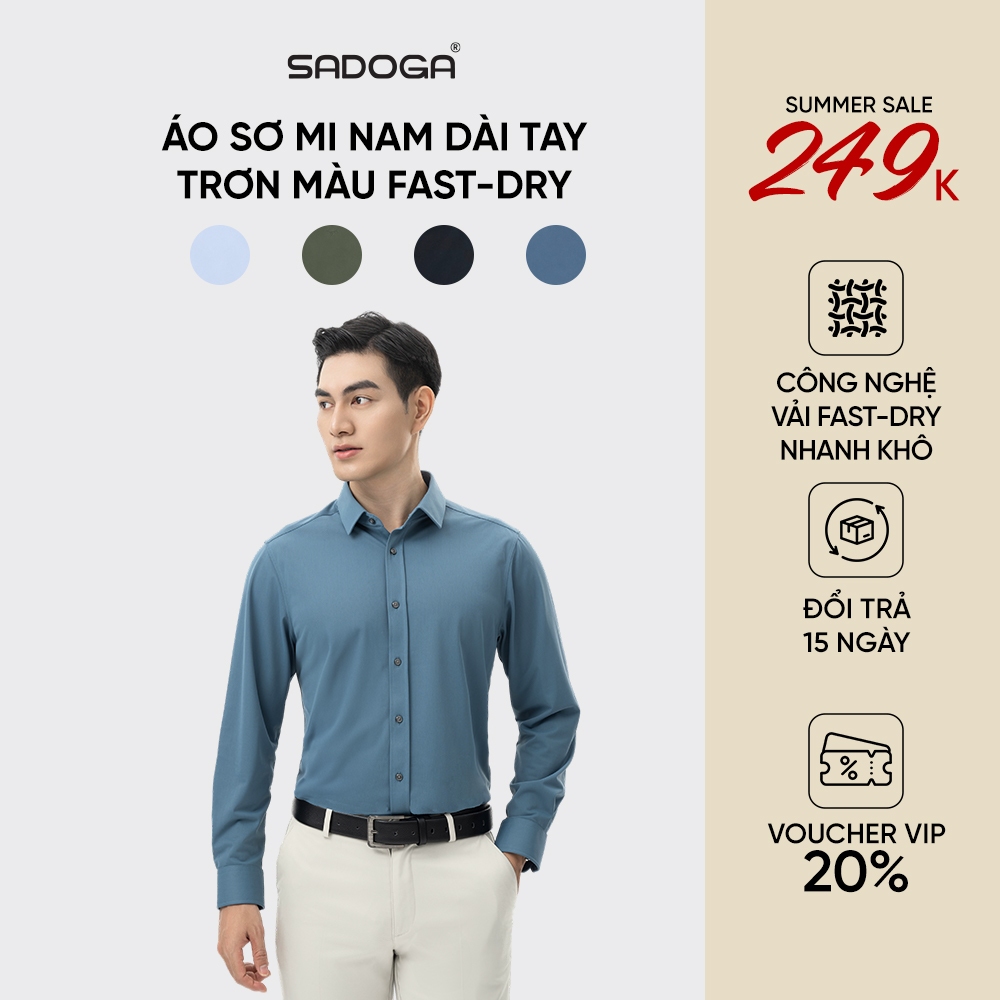 Áo Sơ Mi Nam Sadoga Dài Tay Chất Liệu Nhanh Khô, Thấm Hút Mồ Hôi SB-415D