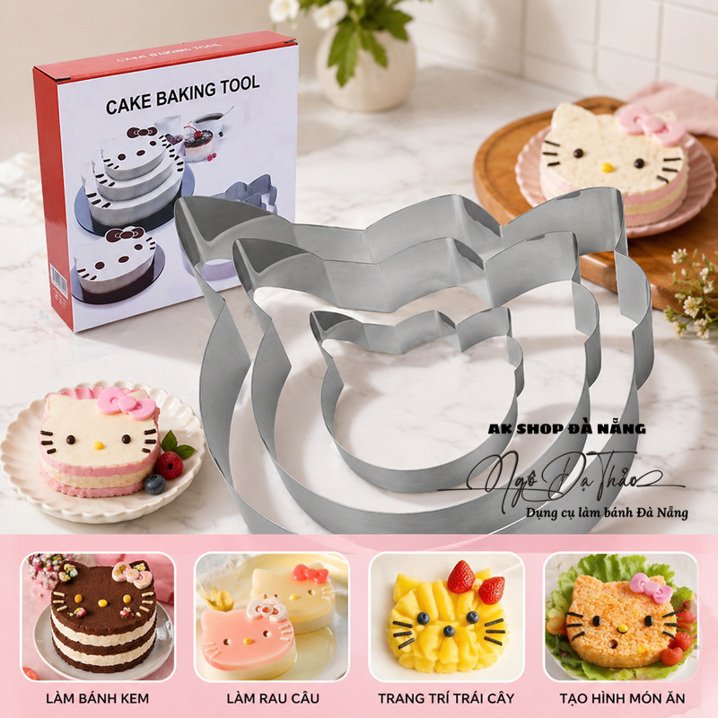 Bộ 3 khuôn ring inox HELLO KITTY ( AKSHOPCAMLE 2414.027 )