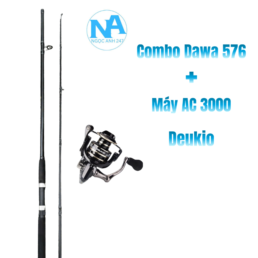Combo Cần Câu Lure - Cần 2 Khúc 576 Với Máy 3000