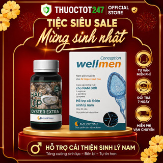 Combo Viên Uống Wellmen Conception và Hàu UP E&S vietnam Cải Thiện Chất Lượng Tinh Trùng, Tăng Cường Sinh Lý