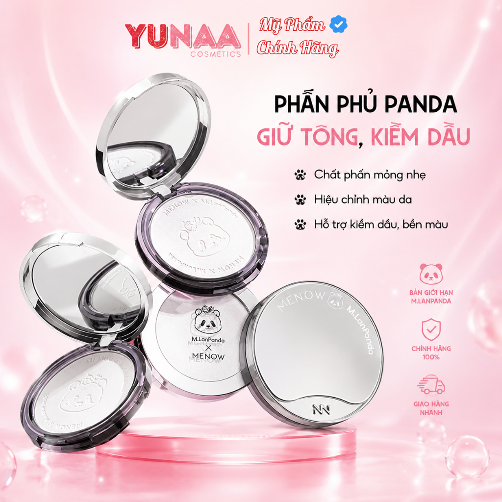[Y333] Phấn Phủ MENOW x MENGLAN PANDA Velvet Mist Complexi - Phấn phủ gấu trúc
