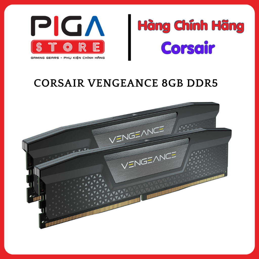 RAM Corsair Vengeance 8GB DDR5 5200MHz (1x8GB, CL40, Black, CMK8GX5M1B5200C40) - BH 36 tháng