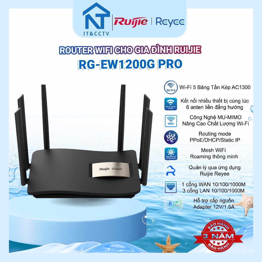 Bộ Phát WiFi Mesh Ruijie Reyee RG-EW1200G Pro & RG-EW1300G AC1300 Dual Band Gigabit