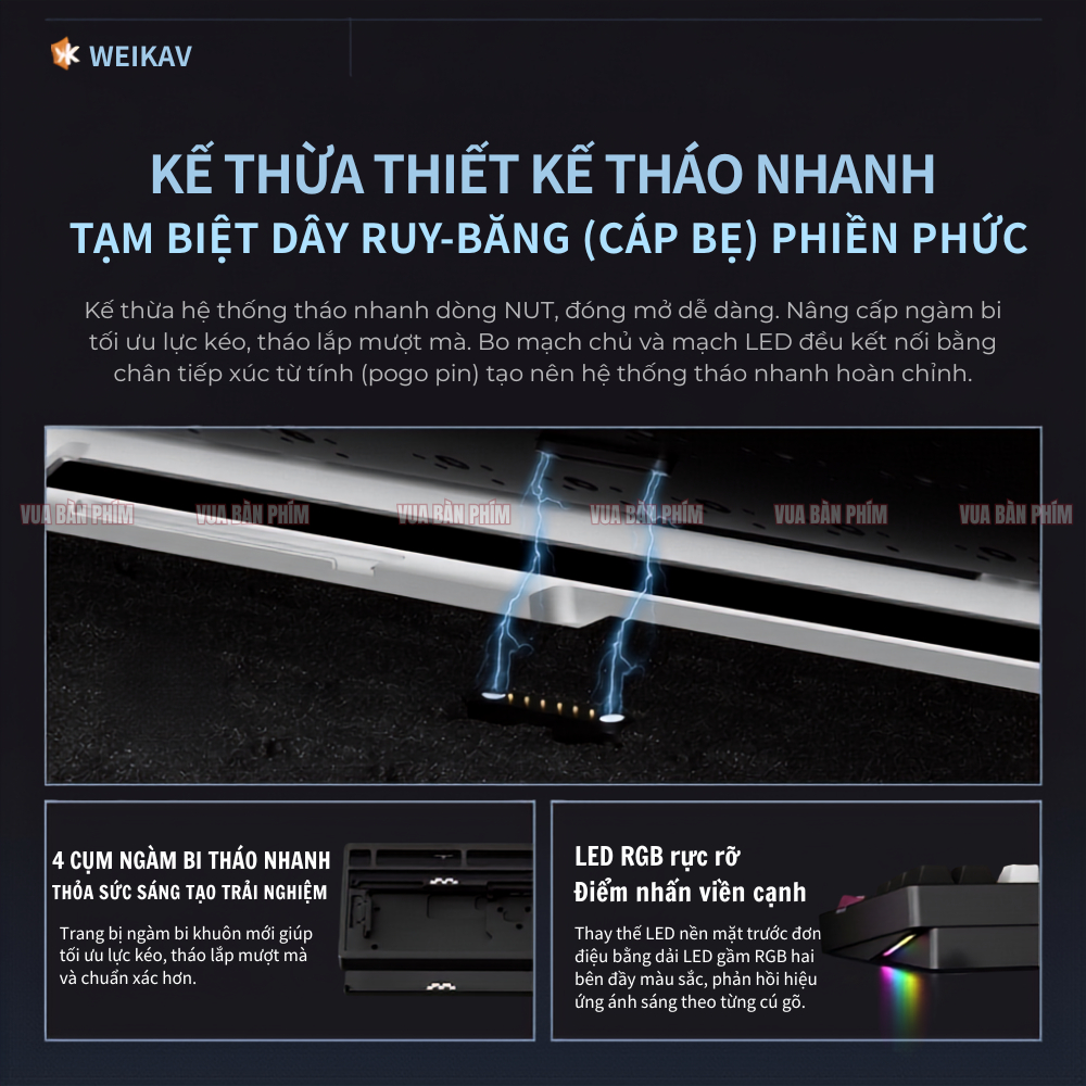 Bàn phím cơ không dây wekaiv nut75 nhôm cnc ,3 mode, núm xoay, polling rate 8k ,kết nối via,mạch xuôi , hotswap, led rgb | BigBuy360 - bigbuy360.vn