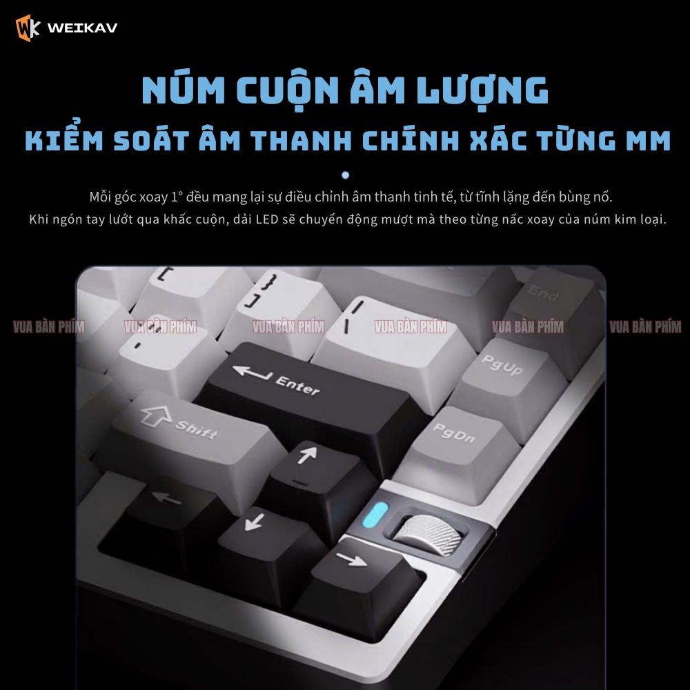 Bàn phím cơ không dây wekaiv nut75 nhôm cnc ,3 mode, núm xoay, polling rate 8k ,kết nối via,mạch xuôi , hotswap, led rgb | BigBuy360 - bigbuy360.vn