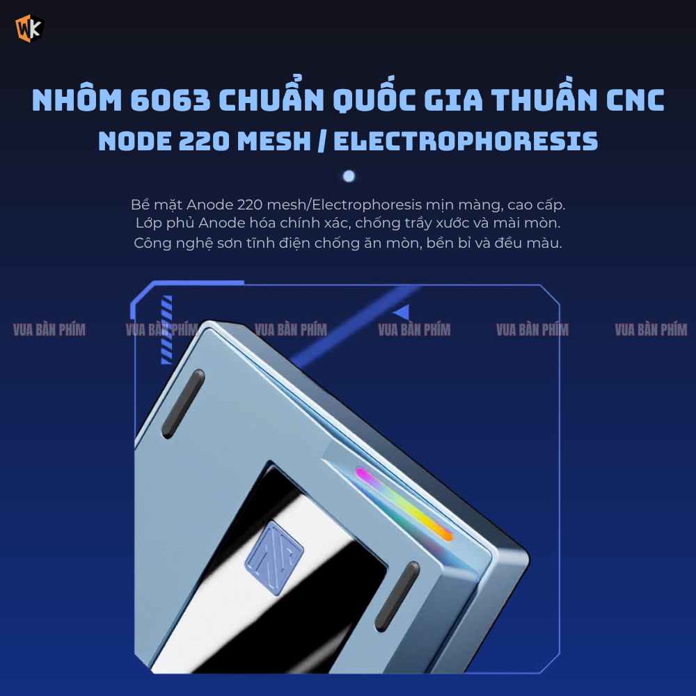 Bàn phím cơ không dây wekaiv nut75 nhôm cnc ,3 mode, núm xoay, polling rate 8k ,kết nối via,mạch xuôi , hotswap, led rgb | BigBuy360 - bigbuy360.vn