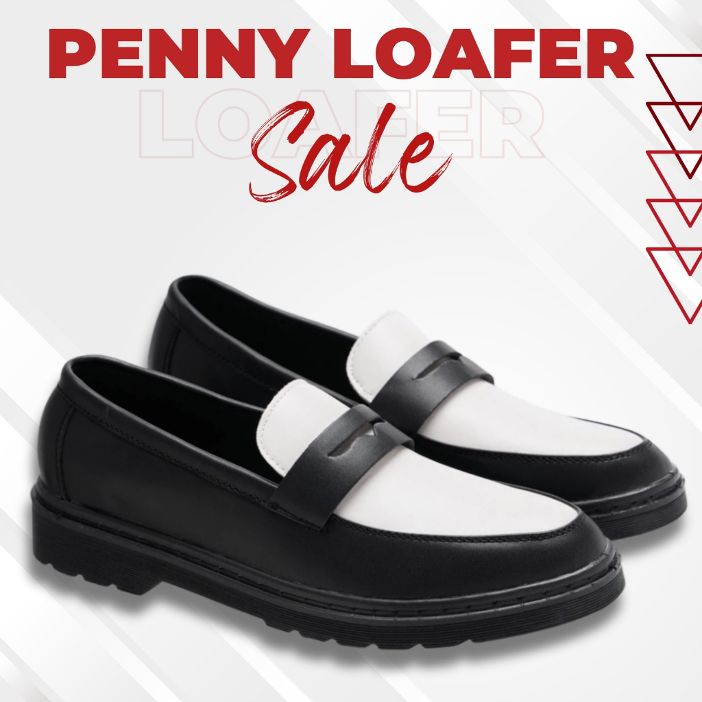 Mới Penny Loafer Đen Trắng Da Thật Chất Lượng Cao, Giày Loafer Nam Tăng 4cm20260904