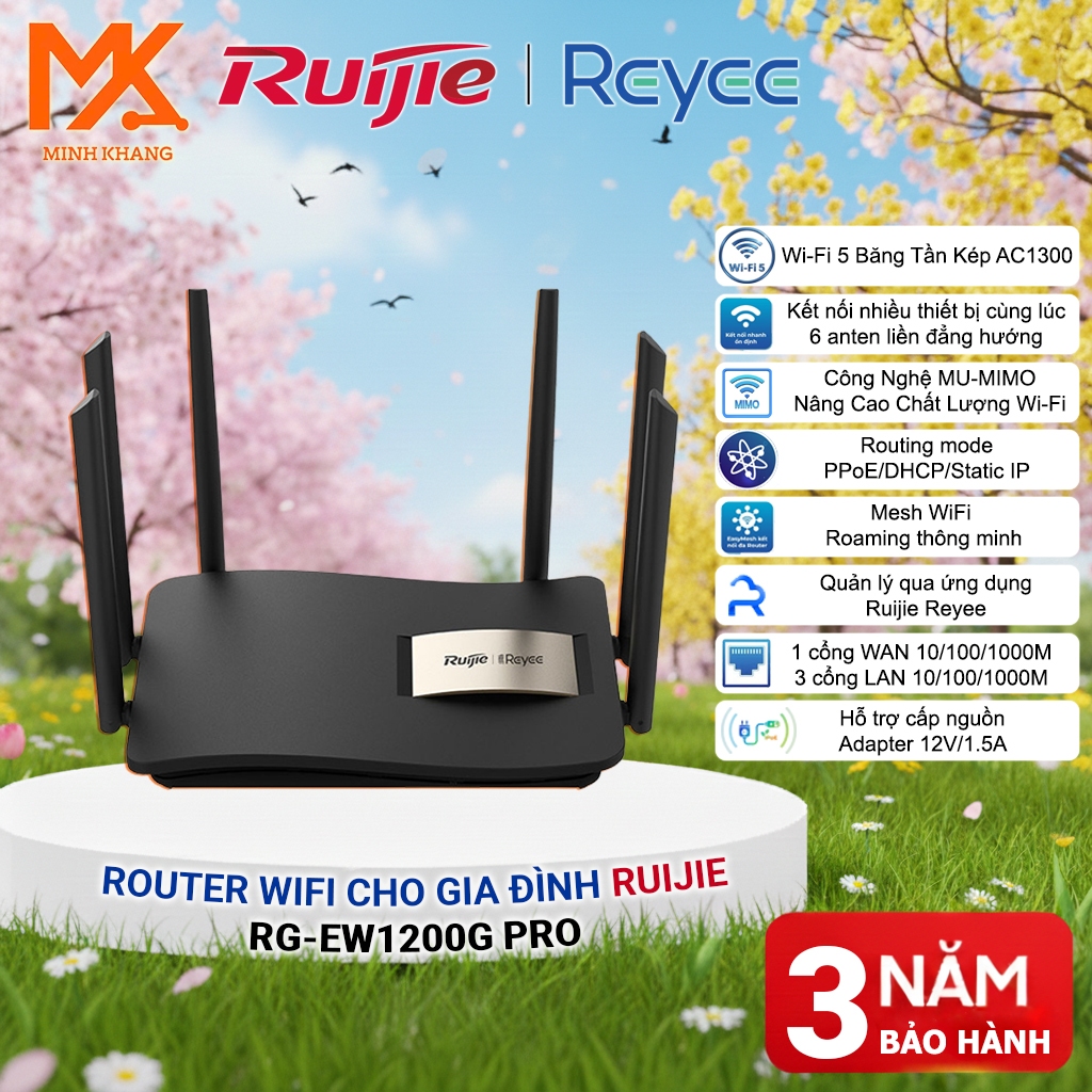Bộ Phát WiFi Ruijie Reyee RG-EW1200G Pro - RG-EW1300G AC1300 Băng Tần Kép Gigabit