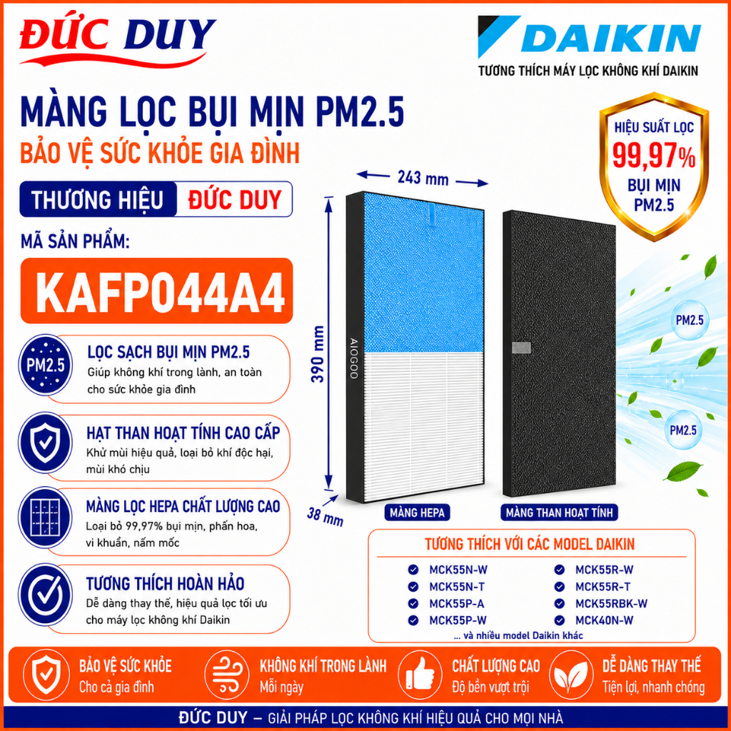 COMBO Màng Lọc Daikin MCK55NKS MCK55NKS-T MCK55NKS-W KAFP044A4