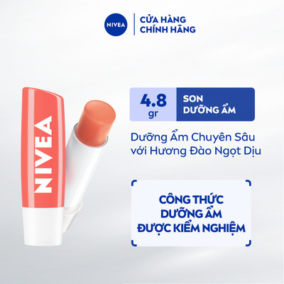 Son Dưỡng NIVEA Peach Shine Sắc Cam Hương Đào 4.8g / Son Dưỡng Có Màu / Son Dưỡng Hồng Môi - 85031