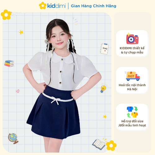 (Không trừ hao) Set đi học cao cấp (áo+chân váy) xinh yêu cho bé gái Kiddimi - CANDY SET