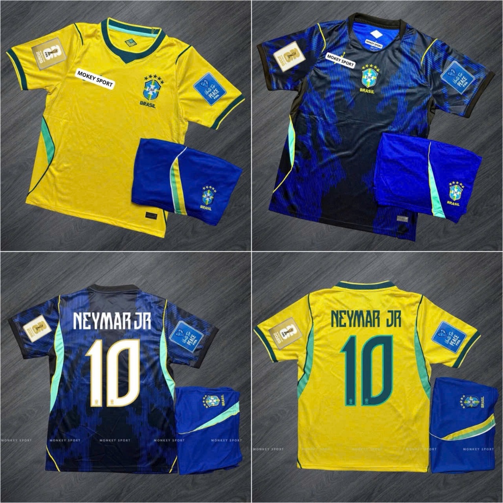 Bộ Quần Áo Bóng Đá ĐT Brazil WC 2026 in Neymar 10 Sân Nhà - Chuẩn Thi Đấu - Vải Thái Cao Cấp - MONKE