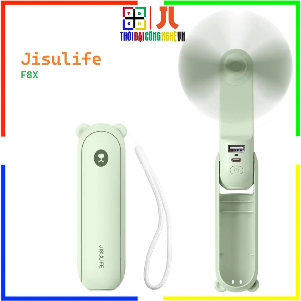 Quạt Cầm Tay Mini JISULIFE F8X Tích Hợp Đèn Pin Sạc Dự Phòng 4500mAh Pin 46H - Bảo Hành 12 Tháng