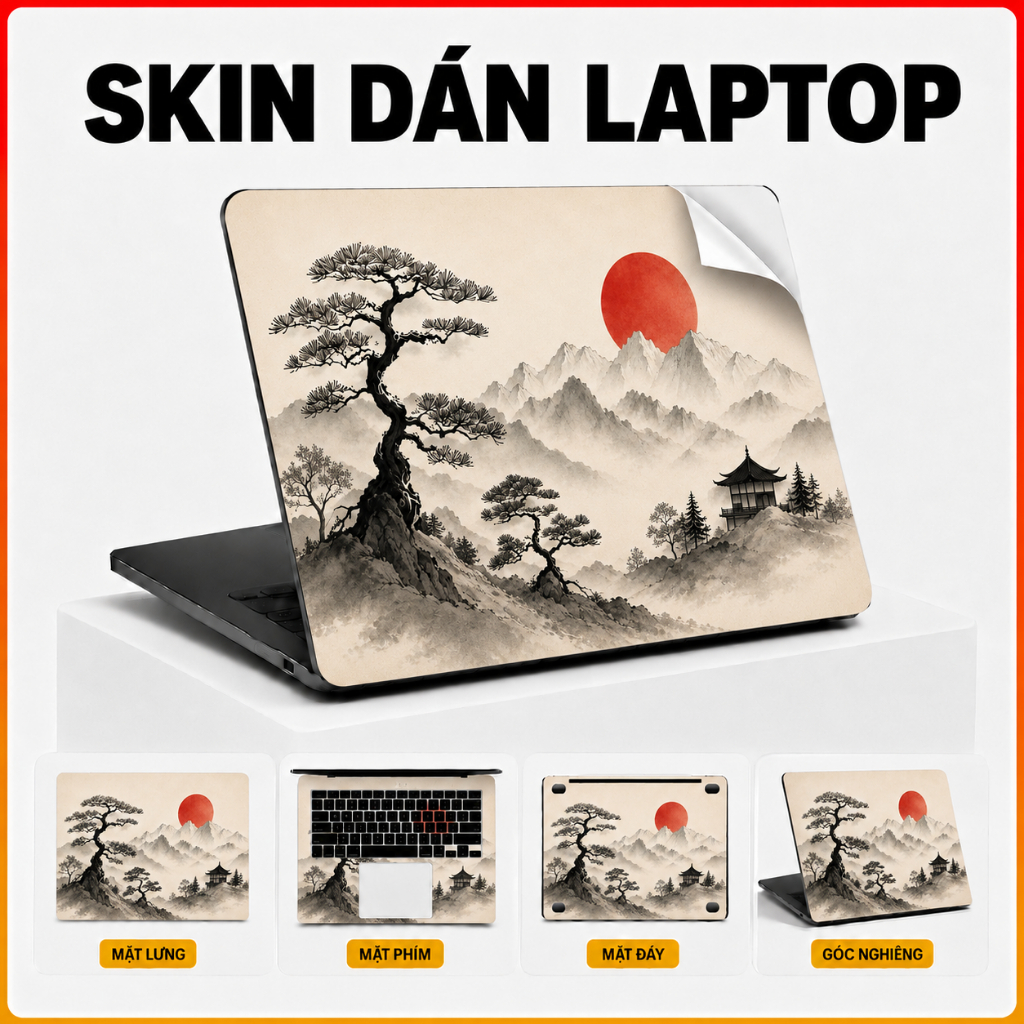 Miếng dán laptop in hình tranh phong thủy. Trang trí cho mọi dòng máy Dell /…