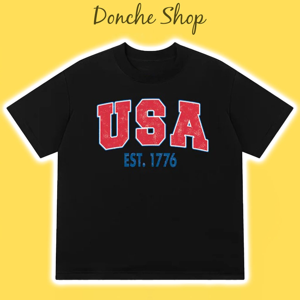 Áo Thun USA EST 1776 Form Unisex Nam Nữ Chất Cotton Cao Cấp Áo Phông USA 589697
