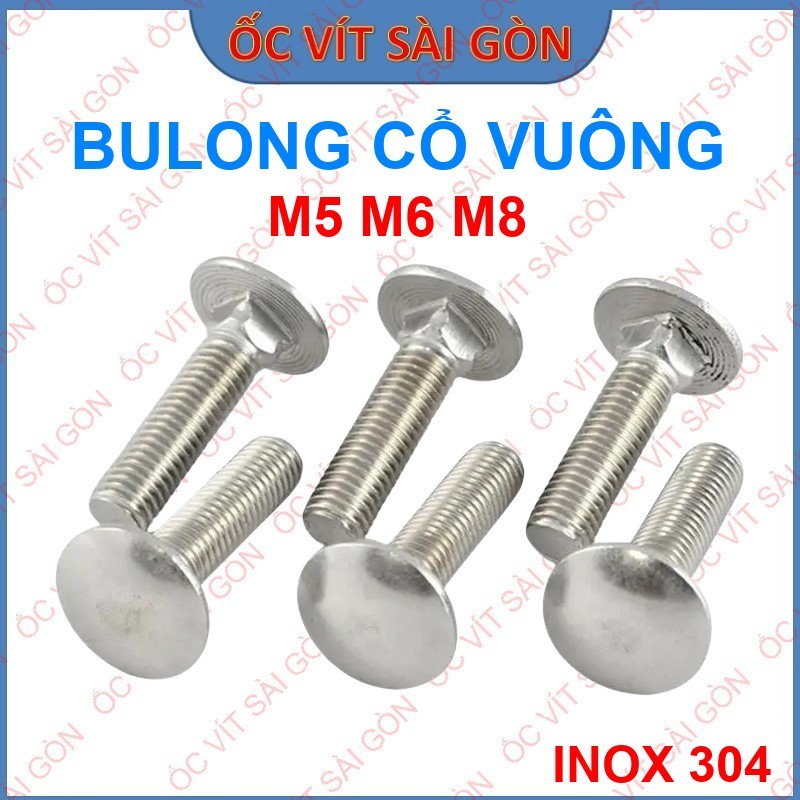 Bulong cổ vuông inox M5 M6 M8 - Bulong inox, bulong ốc vít cơ khí