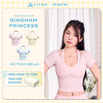 Áo thun tập gym, pilates, yoga nữ Fitme Belle SL có sẵn mút nâng ngực tôn dáng  ATSL01