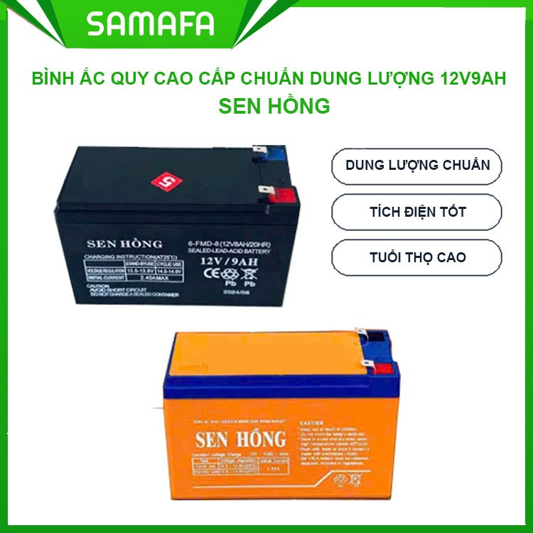 Bình ắc quy Sen Hồng 12V 9AH dùng cho máy bơm tăng áp 12V, máy bơm bình xịt điện