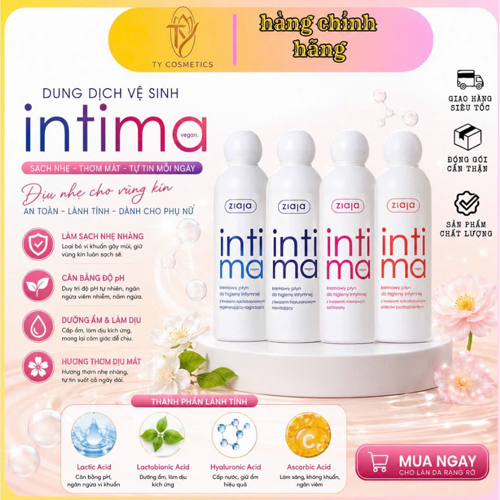 Dung Dịch Vệ Sinh Phụ Nữ INTIMA ZIAJA Màu Hồng 200ml
