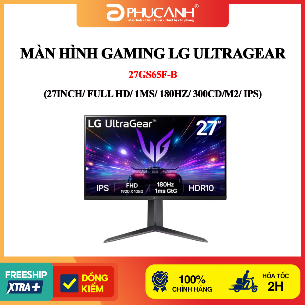 Màn hình gaming LG UltraGear 27GS65F-B (27Inch/ Full HD/ 1ms/ 180Hz/ 300cd/m2/ IPS)