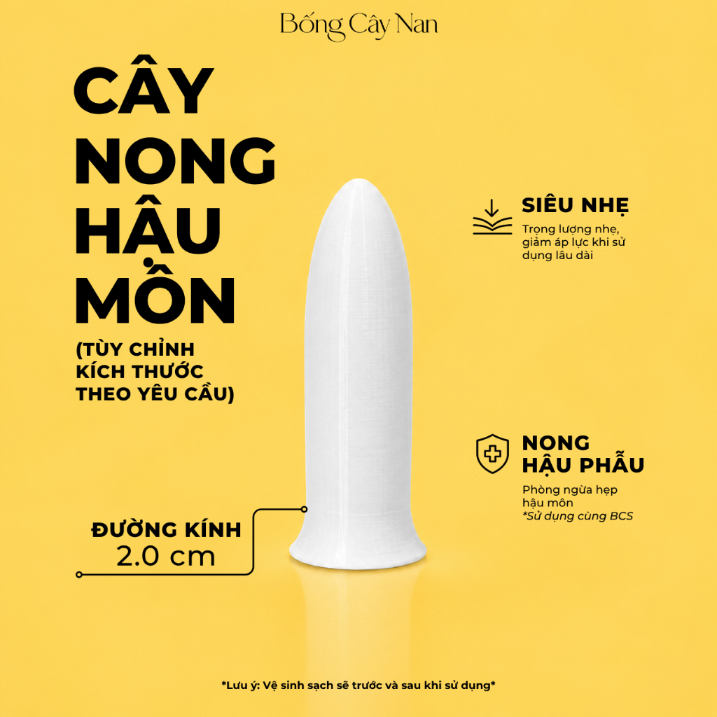 Cây Nong Hậu Môn 2.0cm (Có Đáy) - Nhựa Cao Cấp Siêu Nhẹ - Nhận Custom Theo Yêu Cầu