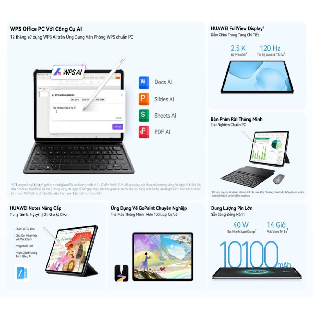 Máy tính bảng HUAWEI MatePad 11.5 2026 | WPS Office PC Với Công Cụ AI | HUAWEI FullView Display 2.5K 120Hz| Bàn Phím Rời | BigBuy360 - bigbuy360.vn