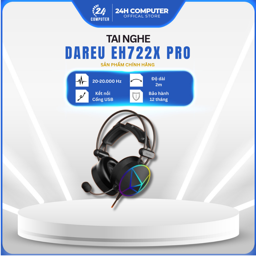 [FULL VAT] TAI NGHE Dareu EH722X PRO BLack | NEW| CHÍNH HÃNG| Bảo hành 12 tháng