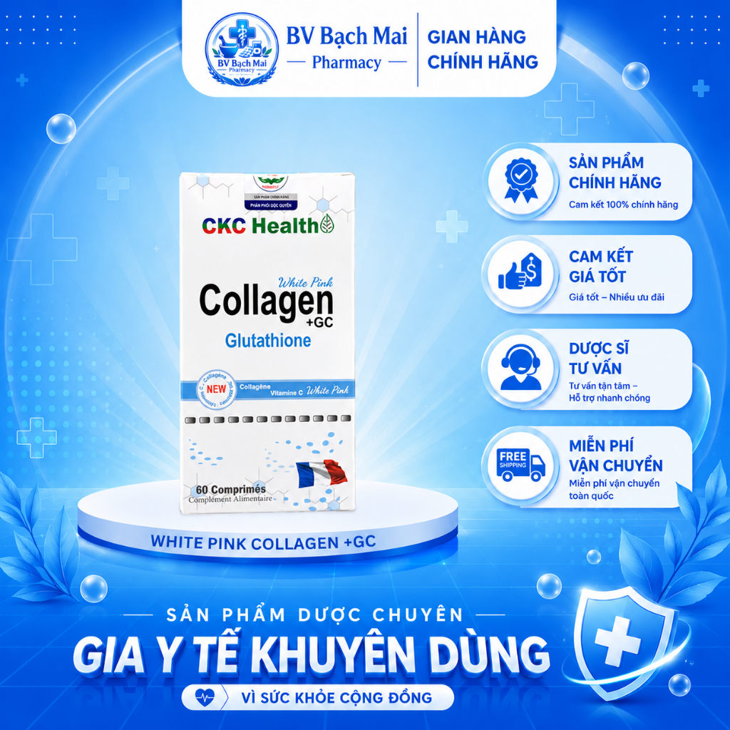 [HÀNG CHUẨN] Viên uống làm đẹp da COLLAGEN GC CKC Health Nhập khẩu PHÁP với Collagen & L - Glutathio