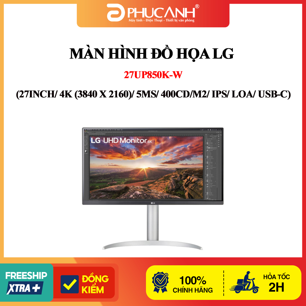 Màn hình đồ họa LG 27UP850K-W (27Inch/ 4K (3840 x 2160)/ 5ms/ 400cd/m2/ IPS/ Loa/ USB-C)