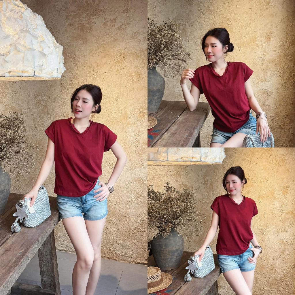 Áo Cộc Phối Ren - Chất Liệu Cotton Giấy Siêu Nhẹ Thoáng Mát Mặc Hè, Form Vừa Gọn Dáng - A097 | BigBuy360 - bigbuy360.vn