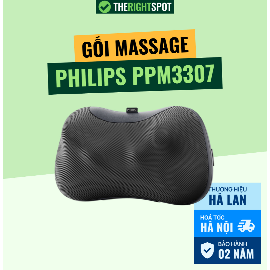 [Philips Chính Hãng] Gối massage cổ vai gáy Philips PPM3307 chườm ấm,thiết bị massage toàn thân