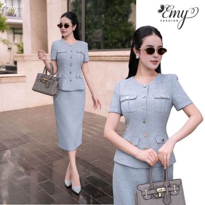 [LƯU Ý SẢN PHẨM CHỈ ÁO] Áo Thiết Kế EMY Thời Trang Cao Cấp A4125 Dệt Hiệu Ứng Tweed Sang Trọng Thanh Lịch