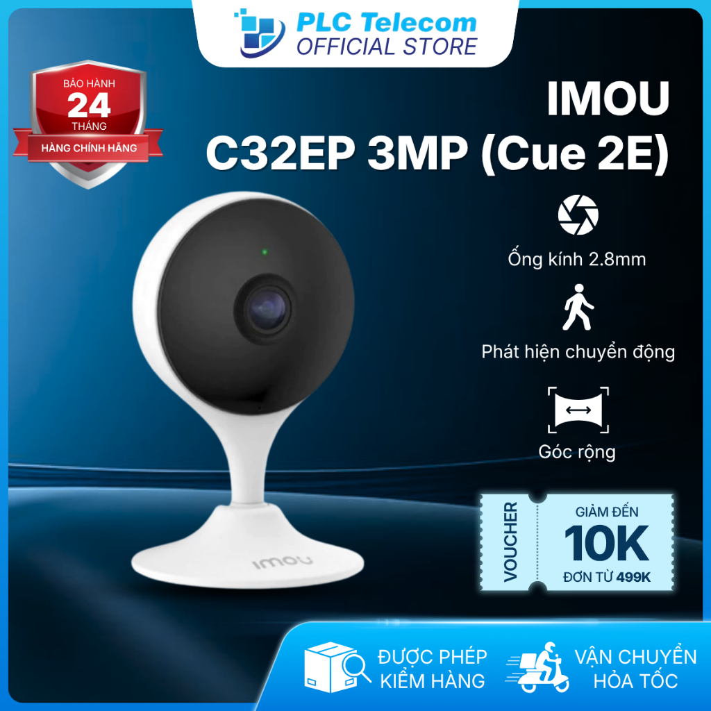 Camera IMOU trong nhà C32EP 3MP (Cue 2E) đàm thoại 2 chiều, đế nam châm cố định | PLC TELECOM