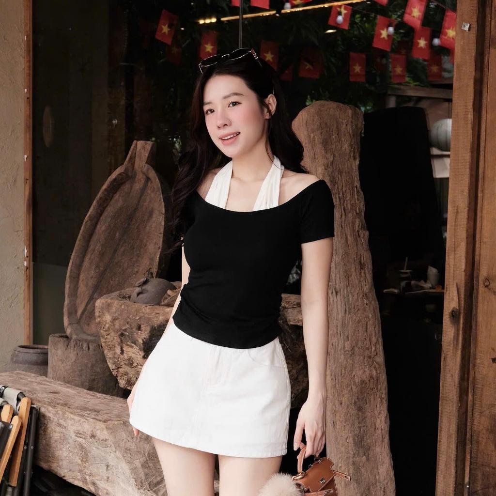 Áo Cộc Hè Trễ Vai, Phối Cổ Giả Yếm Hot Trend 2026, Chất Liệu Cotton Rib Thấm Hút Mồ Hôi, Co Giãn Thoải Mái - A090 | BigBuy360 - bigbuy360.vn