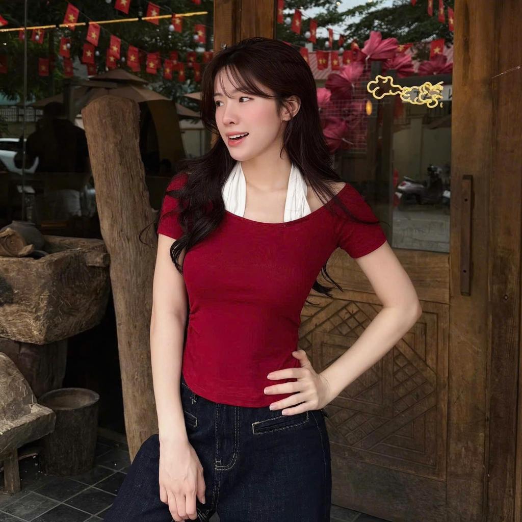 Áo Cộc Hè Trễ Vai, Phối Cổ Giả Yếm Hot Trend 2026, Chất Liệu Cotton Rib Thấm Hút Mồ Hôi, Co Giãn Thoải Mái - A090 | BigBuy360 - bigbuy360.vn