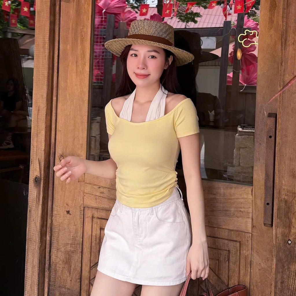 Áo Cộc Hè Trễ Vai, Phối Cổ Giả Yếm Hot Trend 2026, Chất Liệu Cotton Rib Thấm Hút Mồ Hôi, Co Giãn Thoải Mái - A090 | BigBuy360 - bigbuy360.vn
