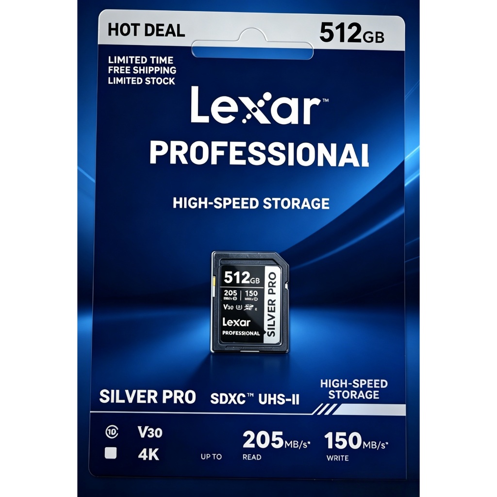 Lexar Professional Silver PRO Plus Original Máy Quay 16 32 64 128 GB 256 512 1TB Thẻ Nhớ SD Máy Ảnh 