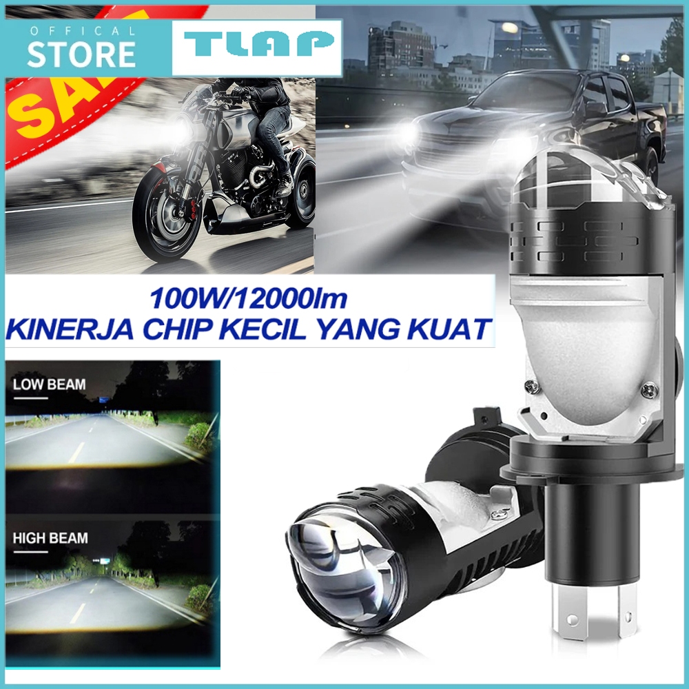 Bóng Đèn Pha LED Ô Tô Xe Máy Siêu Sáng Chân H4 ULTRA/V50 Pro/L10 100W 12V-24V Tích Hợp 3 Màu Phá Sươ