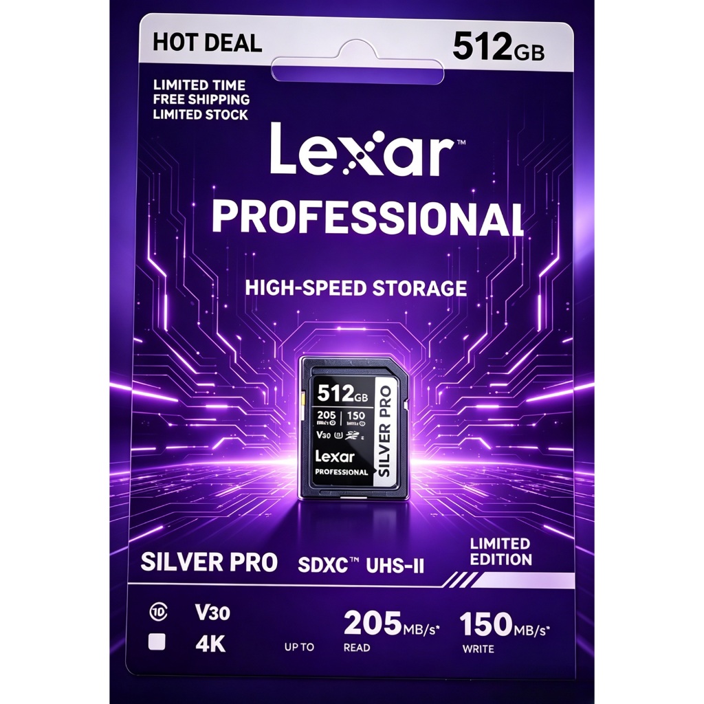 Máy Quay Lexar Professional Silver PRO Plus Thẻ Nhớ SD 16 32 64 128 GB 256 512 1TB Máy Ảnh DSLR Orig