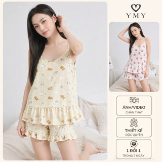 Bộ Ngủ Nữ Hai Dây Mặc Nhà Cotton Thoải Mái, Thoáng Mát, Dễ Chịu, Dễ Thương Freesize (40-65kg)