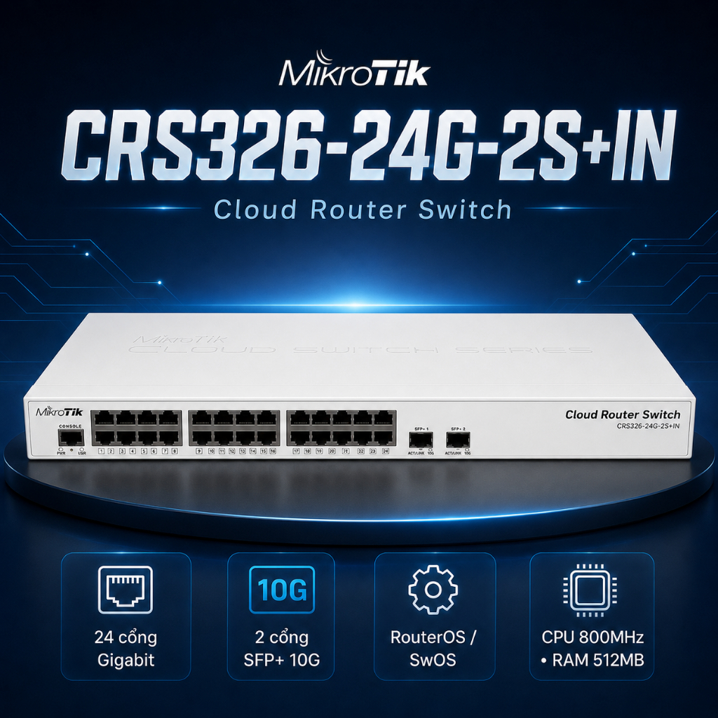 MikroTik CRS326-24G-2S+IN 24 Port Gigabit + 2 SFP+ 10G | Cloud Router Switch