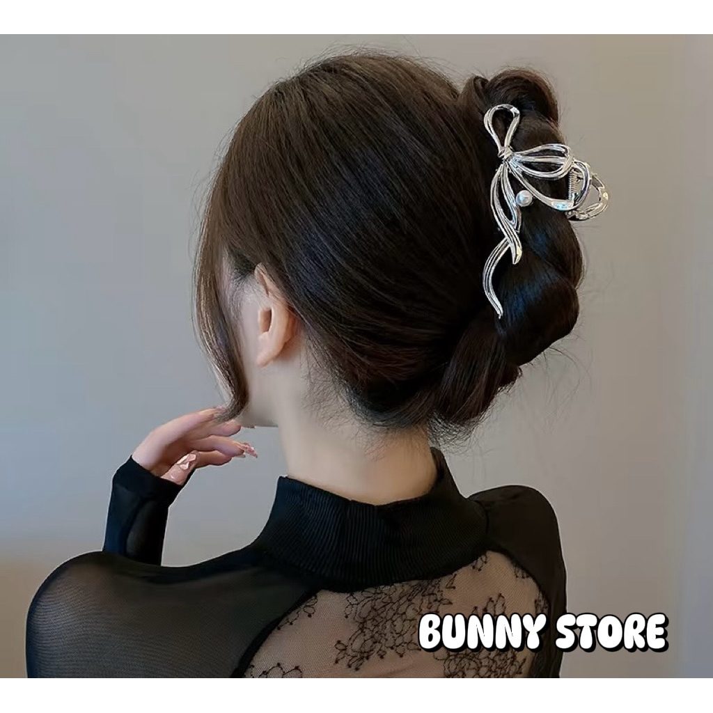 KẸP NƠ ĐÍNH HẠT CHÂU KIM LOẠI - BUNNY STORE